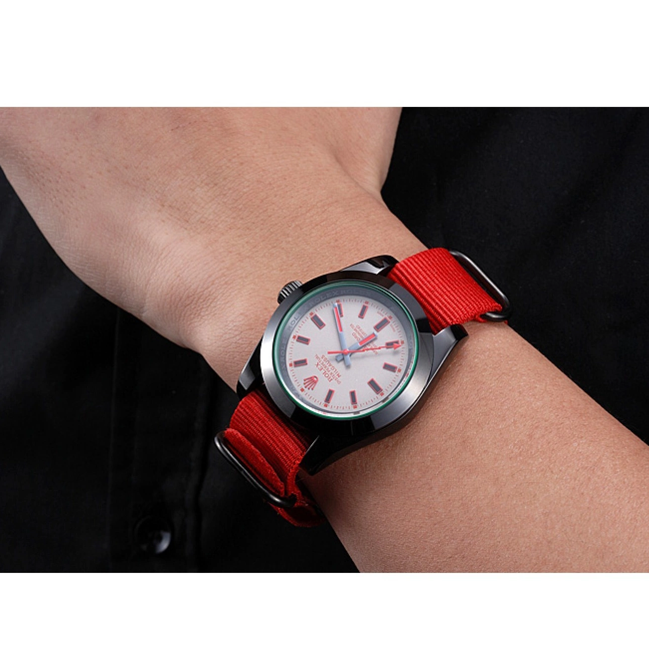 Aaa replica watch Strap Nylon Red Rolex Milgauss Bamford 622002 0815